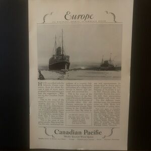 Vintage 1928 Canadian Pacific Europe Cruise